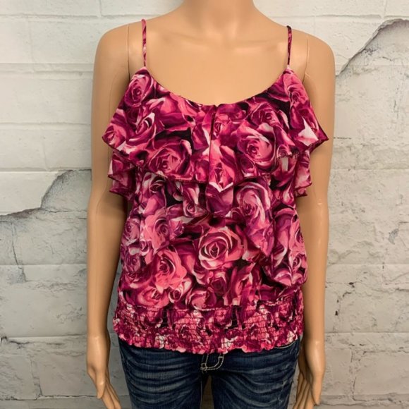 Charlotte Russe Tops - CHARLOTTE RUSSE PINK FLORAL TANK TOP SMALL